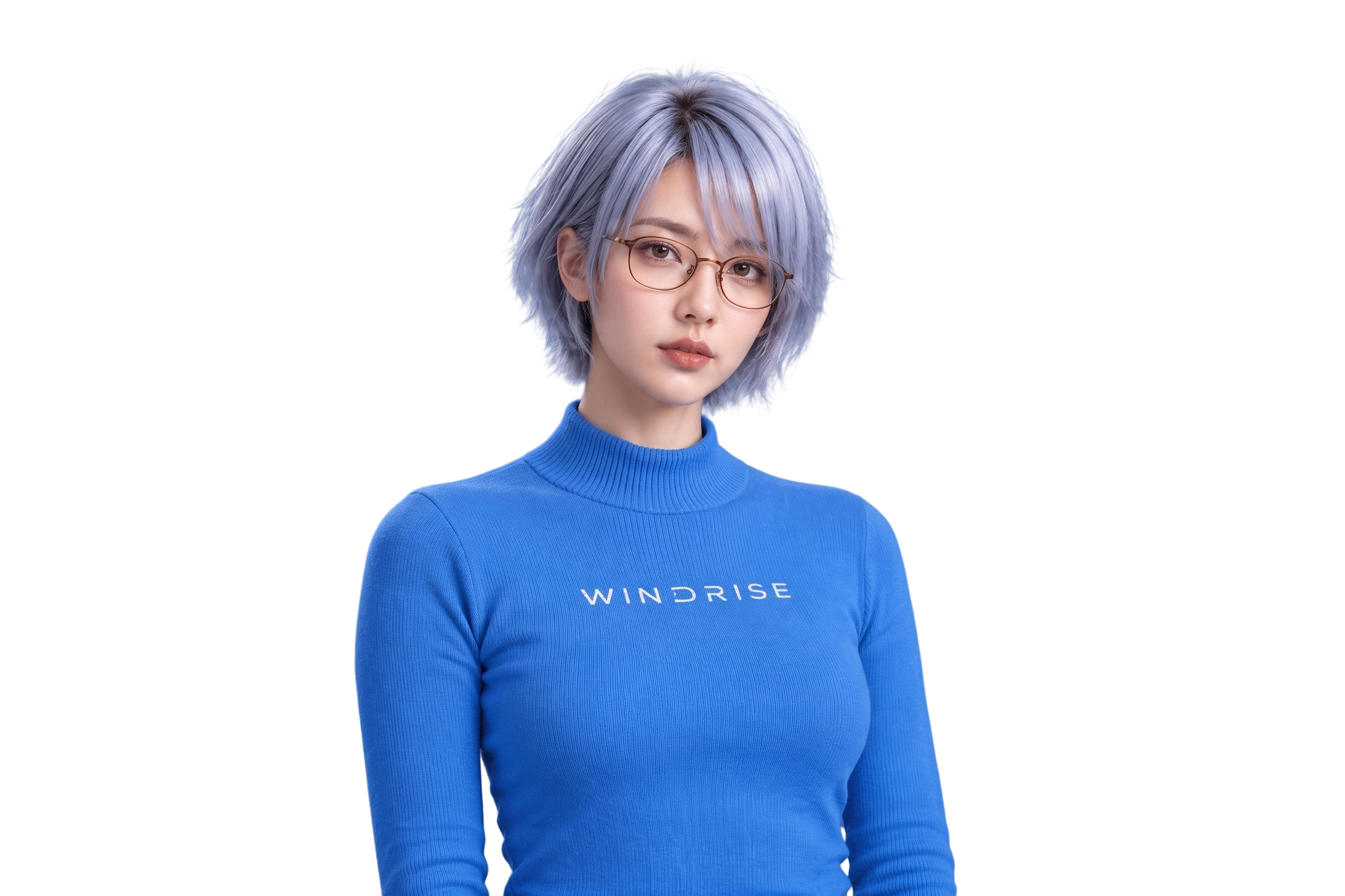 小起 Risa,银发、眼镜与蓝色 Windrise 针织衫